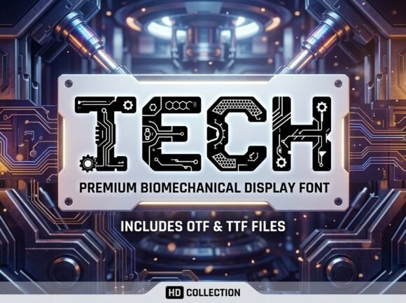 Tech: A Bold Biomechanical Typeface for Sci-Fi Editorial Design